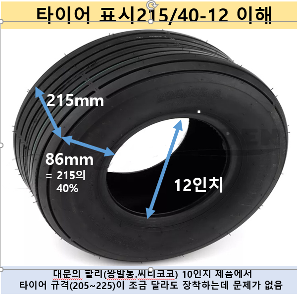 할리(왕발통) 타이어  12인치 휠 전용